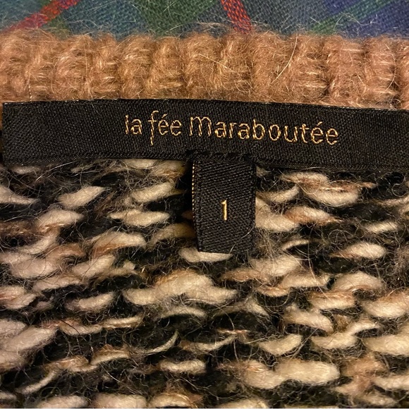 La Fée Maraboutée, eu size 1 brown knit blend gilet with 3/4 length sleeves - Picture 3 of 6